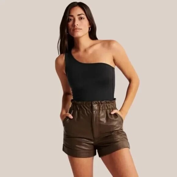 American Eagle Brown Faux Leather Shorts - Picture 1 of 3